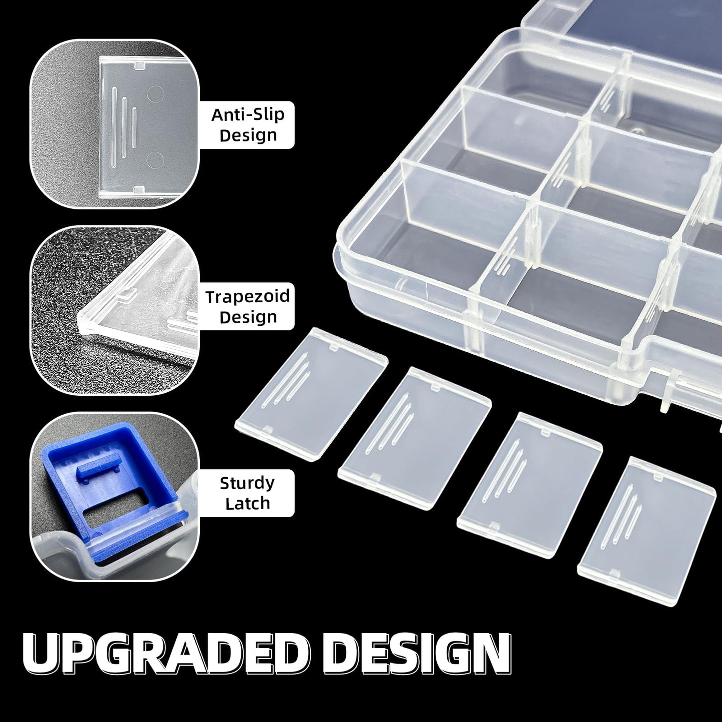 DUOFIRE Plastic Organizer Container Storage Box Adjustable Divider Removable Grid Compartment for Jewelry Beads Earring Container Tool Fishing Hook Small Accessories (15 grids, White X 16)