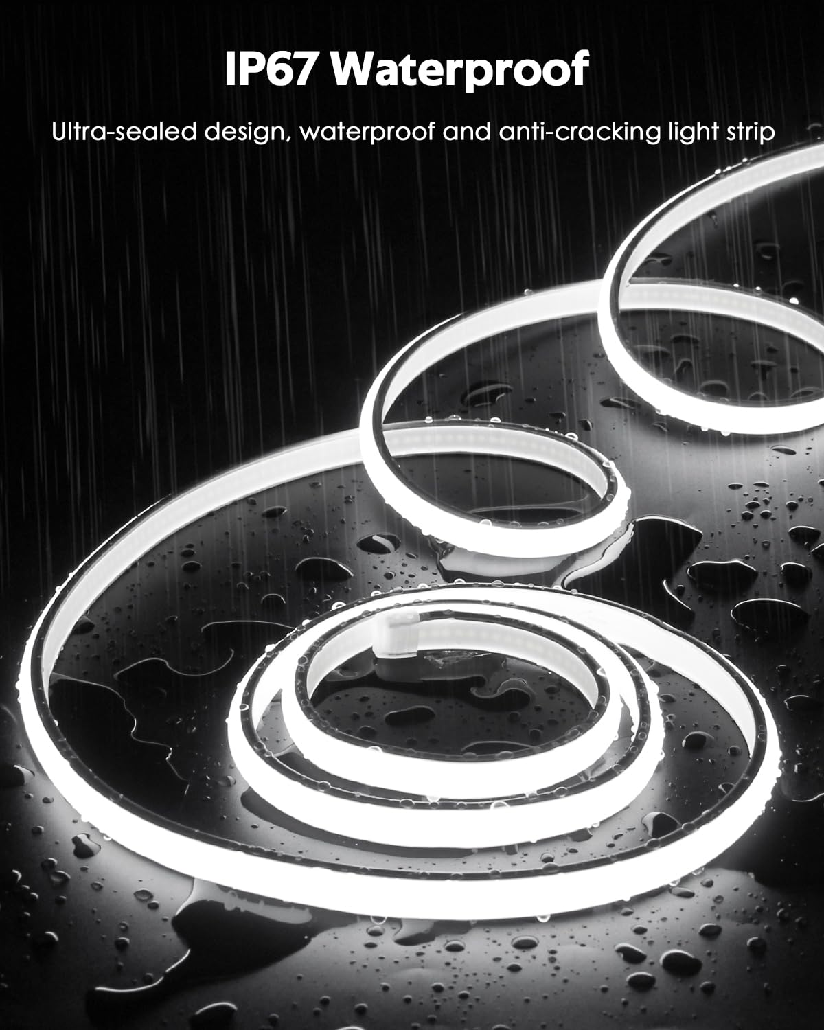 Samsion 120V COB LED Rope Lights 16.4FT Outdoor LED Strip Lights Waterproof Daylight White 6000K Super Bright Flexible LED Tape Lights with Switch Plug in 288Leds/M for Indoor Exquisite Wall Decor 5M