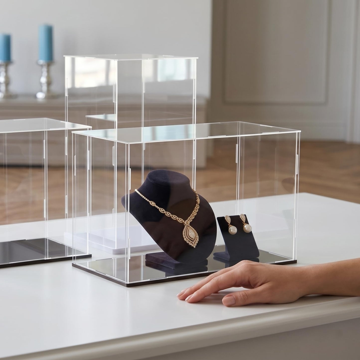 IDAFSA Clear Acrylic Display Case, 12x8x8 inch (30x20x20 cm)