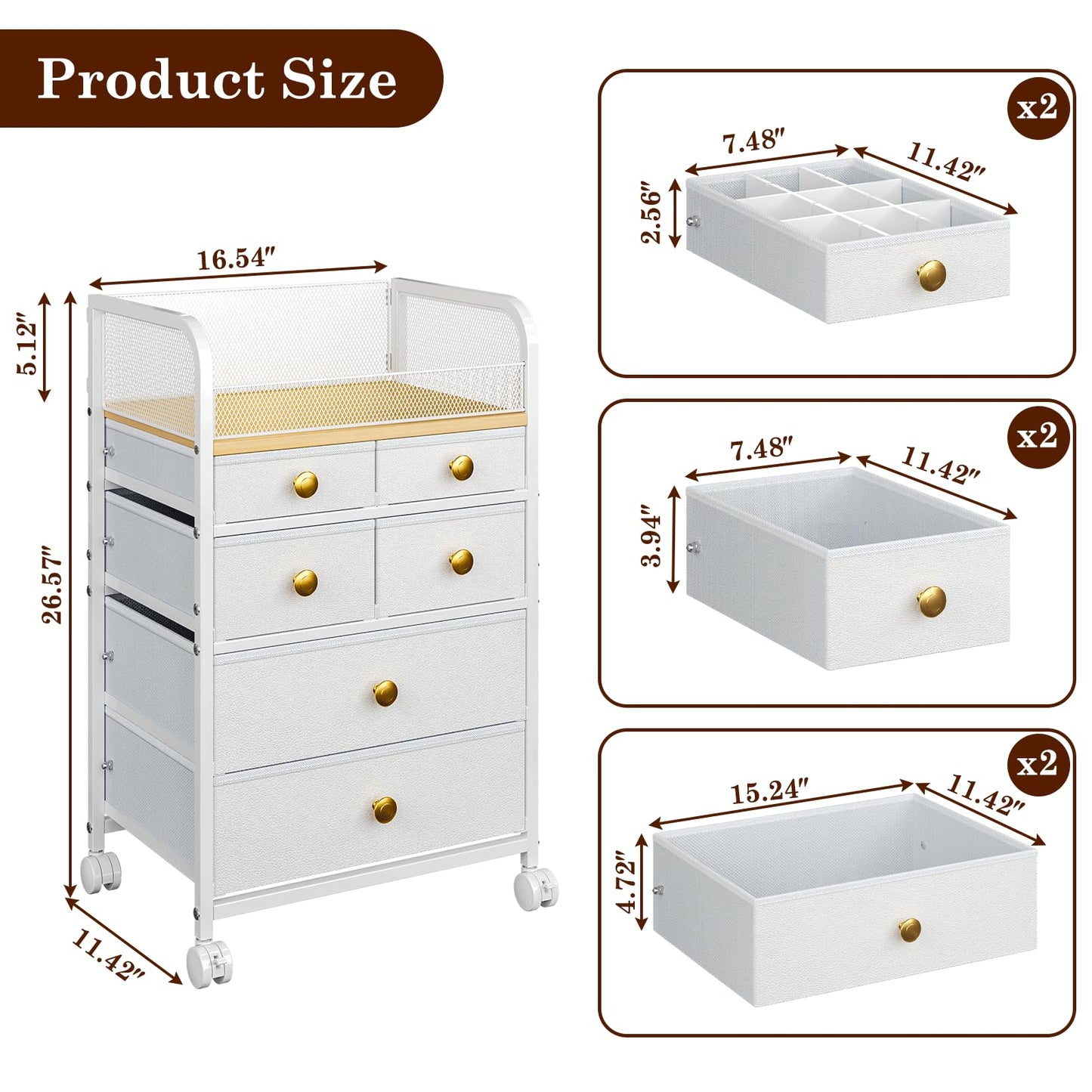 Uiithokyia Rolling Makeup Cart Organizer with 6 Drawers, Makeup Storage with Wheels, Floor Skincare Organizers Vanity Storage Organizer Cosmetics Display Cases for Skin Care Perfume Nail Polish, White