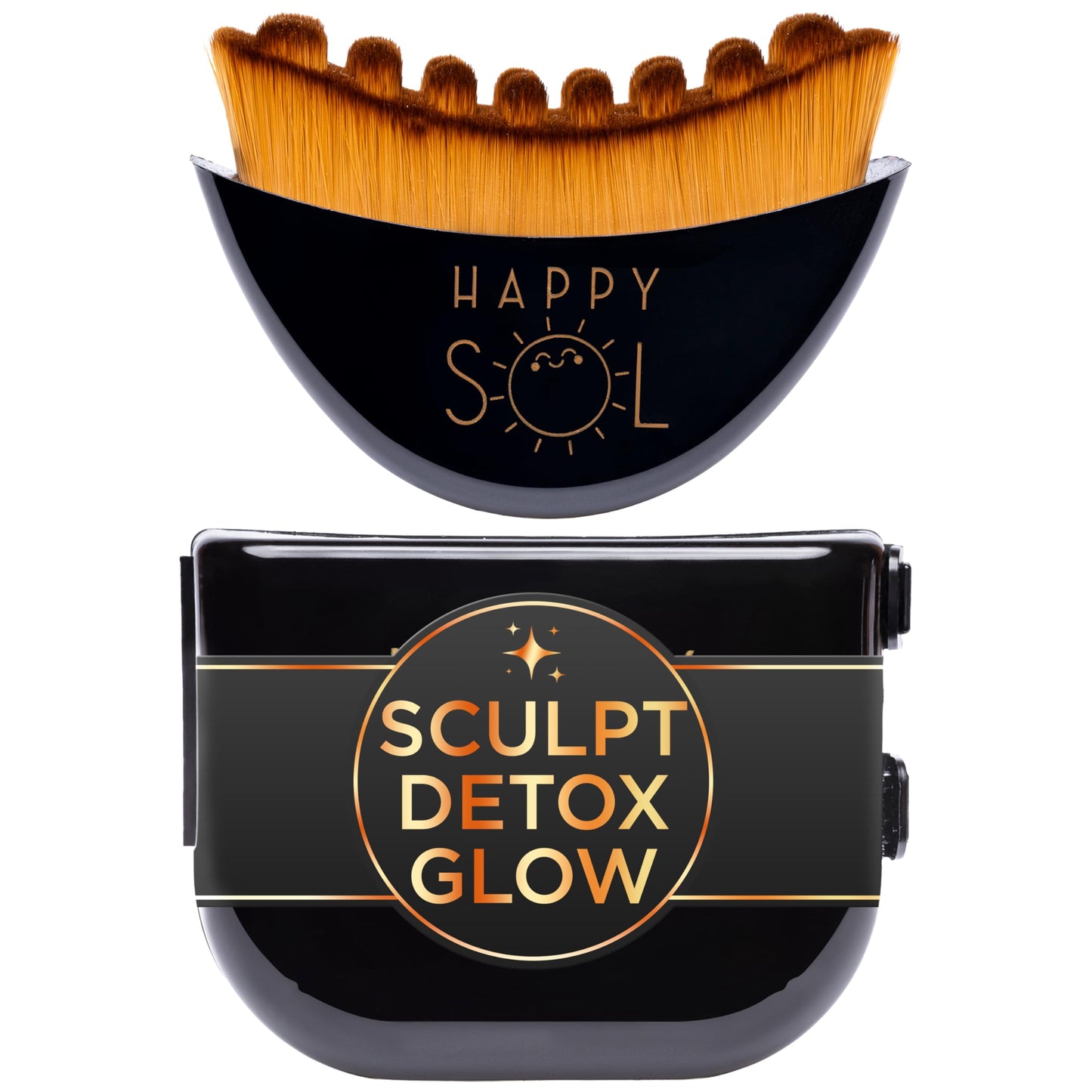 Happy Sol Lymphatic Contour Face Brush for Lymphatic Drainage, Dry Brushing Tool for Puffiness and Glow, Effective Bristles with Ergonomic Handheld Design, Compact Travel Size Cleansing Brush