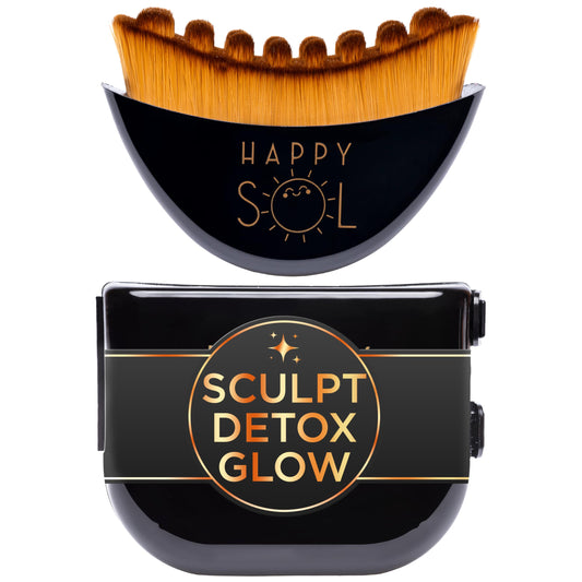Happy Sol Lymphatic Contour Face Brush for Lymphatic Drainage, Dry Brushing Tool for Puffiness and Glow, Effective Bristles with Ergonomic Handheld Design, Compact Travel Size Cleansing Brush