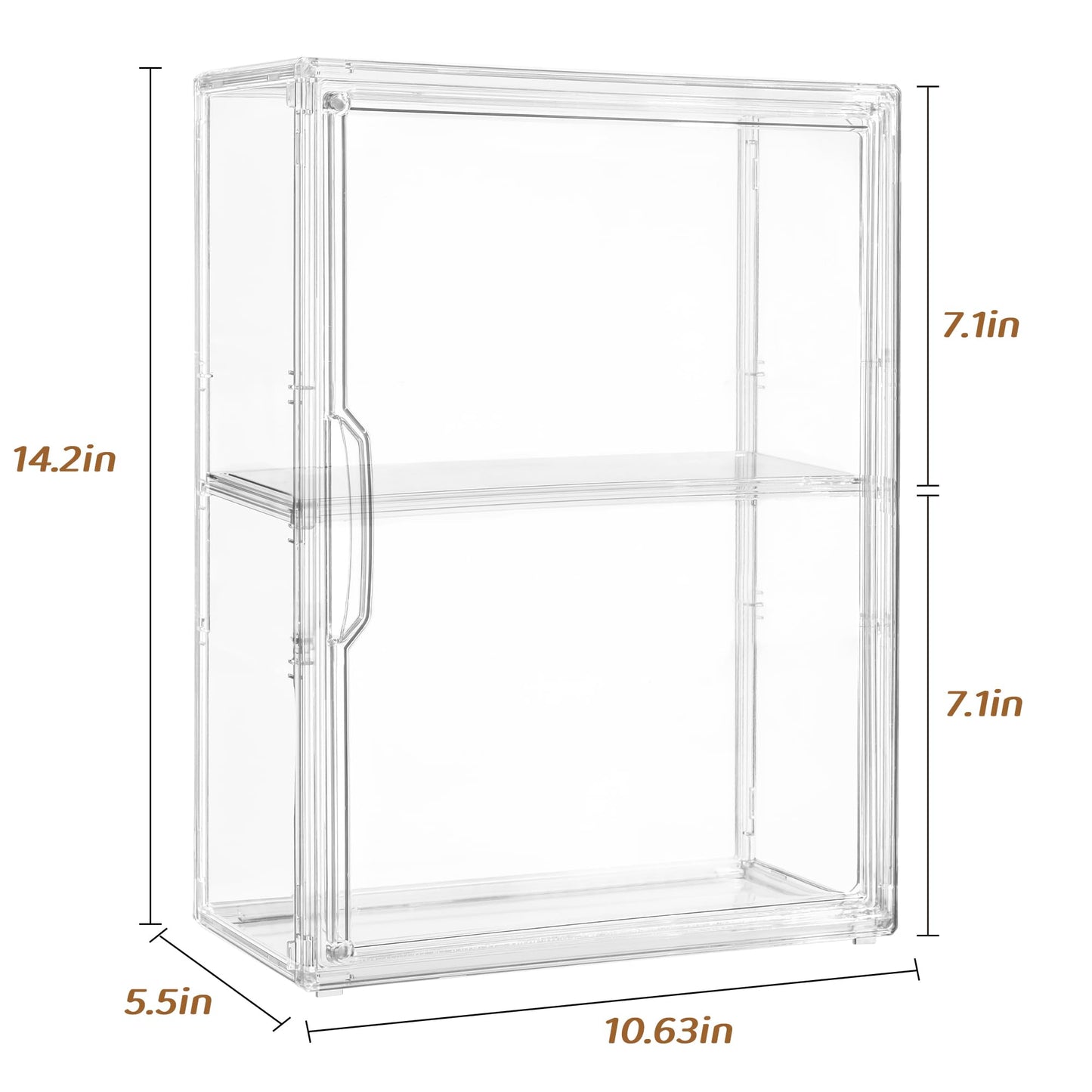 Acrylic Display Case Compatible with Labubu POP MART, 2 Pack Clear Display Cases for Figure Collectibles, Stackable Display Box with Magnetic Door