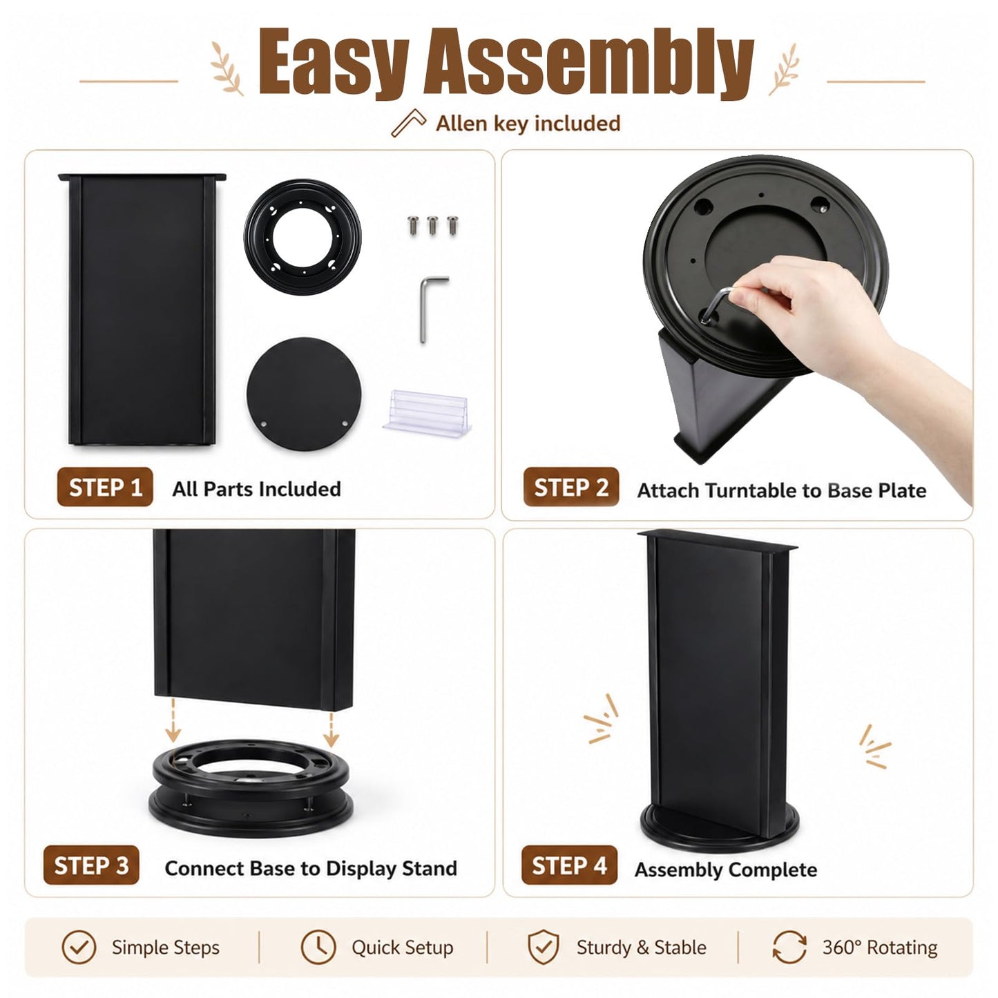 ElaraBerry Metal Black 2-sided Revolving Countertop Display for Magnets Magnet Display Stand for Vendors Trade Show Booth Stand, Craft Shows Suitable for Magnetic Fridge Magnets 19 x 8.5 Inch