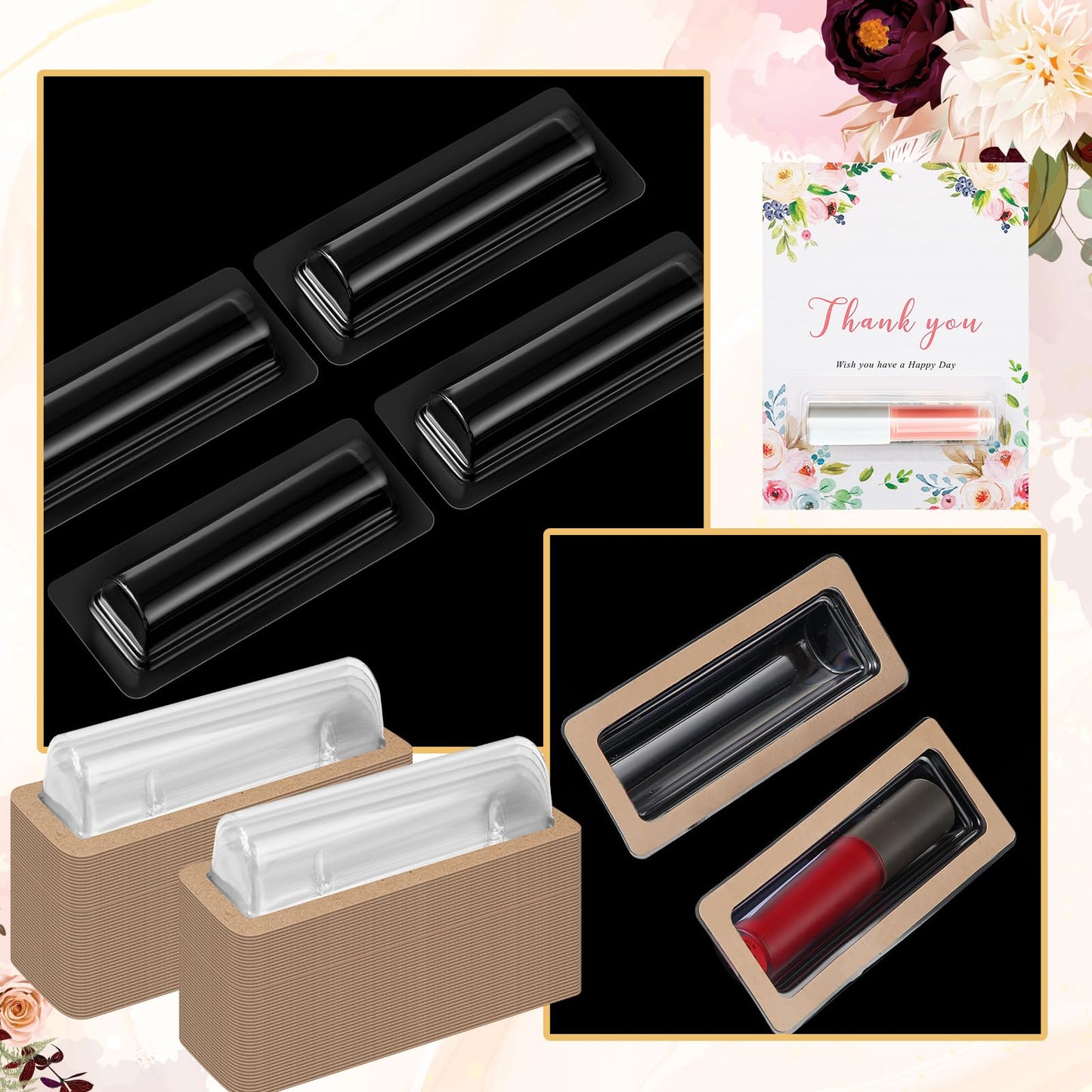 Barydat 200 Pcs Clear Lip Balm Pouches Plastic Money Holder for Cash Gift Lipstick Plastic Domes Compact Money Card Holder with Adhesive Lip Balm Cards for Organize DIY Storage