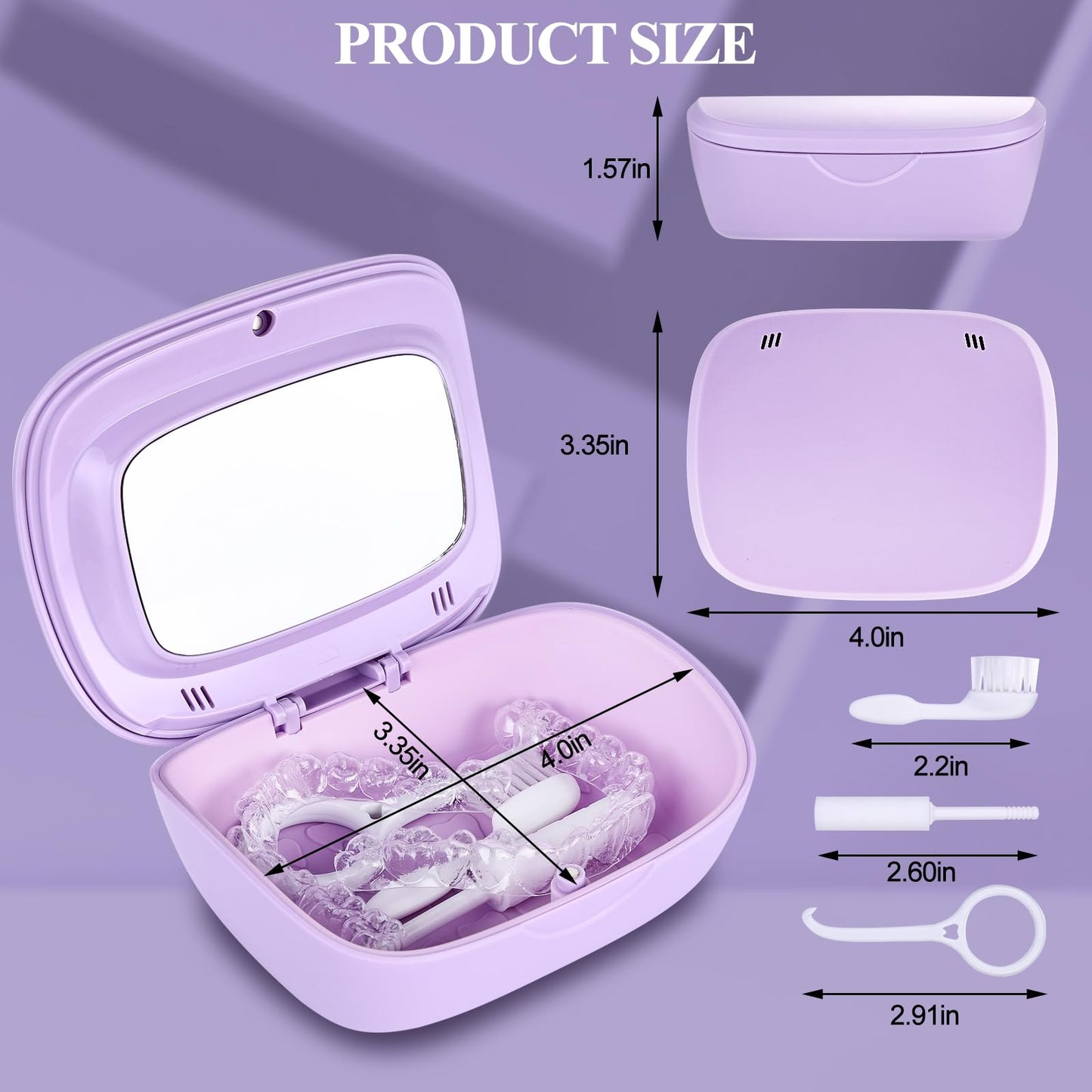 LONGMON Double Layer Retainer Case With Mirror, Retainer Holder With Remover Tool And Cleaning Brush With Vent Holes Compatible With Aligner Case