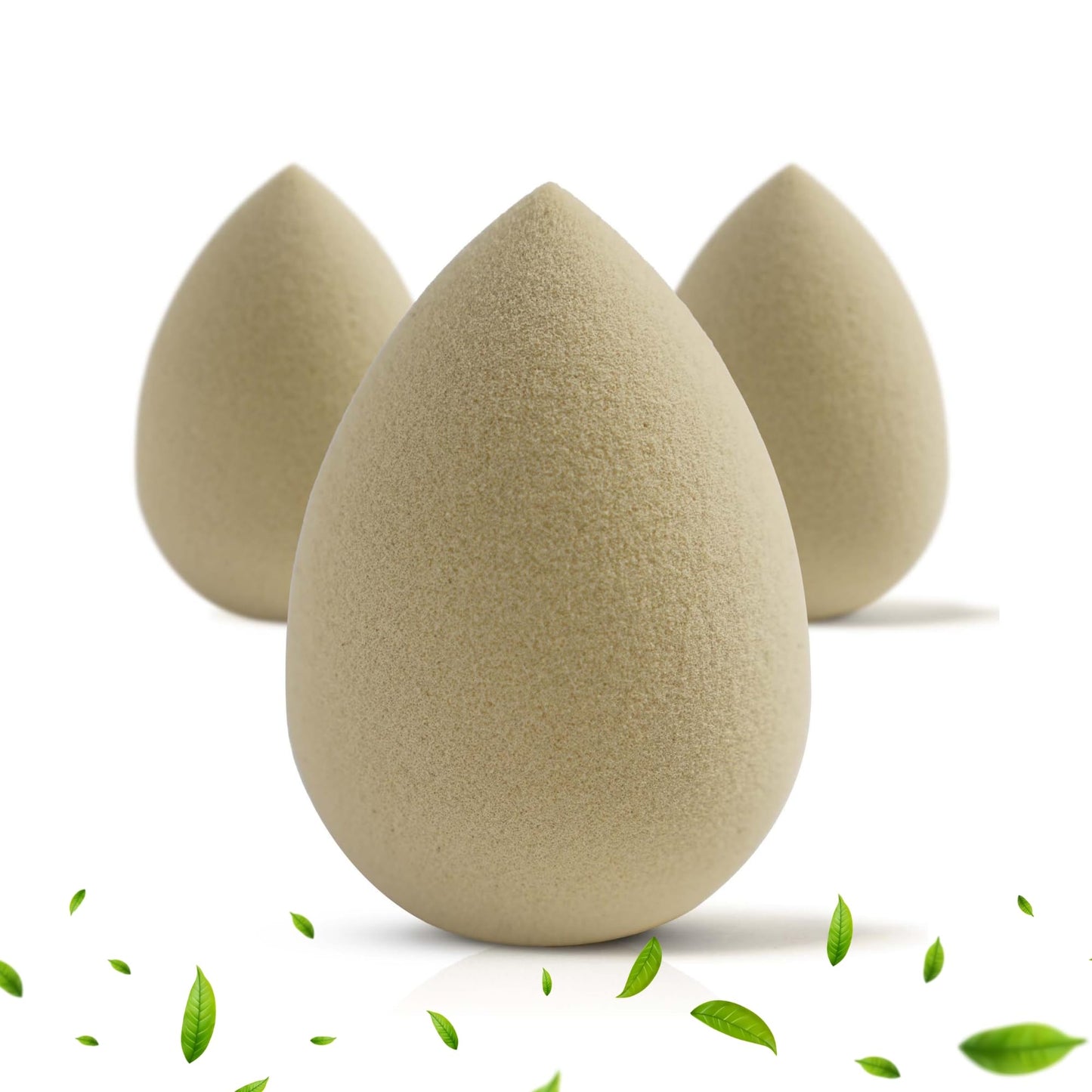 Bumfuzz Green Tea Beauty Sponge - Plant-Based, Eco-Friendly, Cruelty-Free, Dye-Free & Latex-Free Blender, Biodegradable & Vegan Makeup Sponge, Makeup Blender, Perfect for Liquid & Powder (3 count)