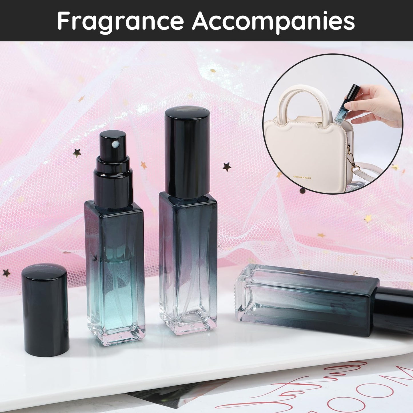 Segbeauty Perfume Travel Refillable, 10 Packs Glass Perfume Bottles for Toiletries, 10ML Mini Pocket Perfume Dispensing Bottle Atomizer Fine Mist Sprayer Set with 2 Extra Pump, Funnel and Dropper