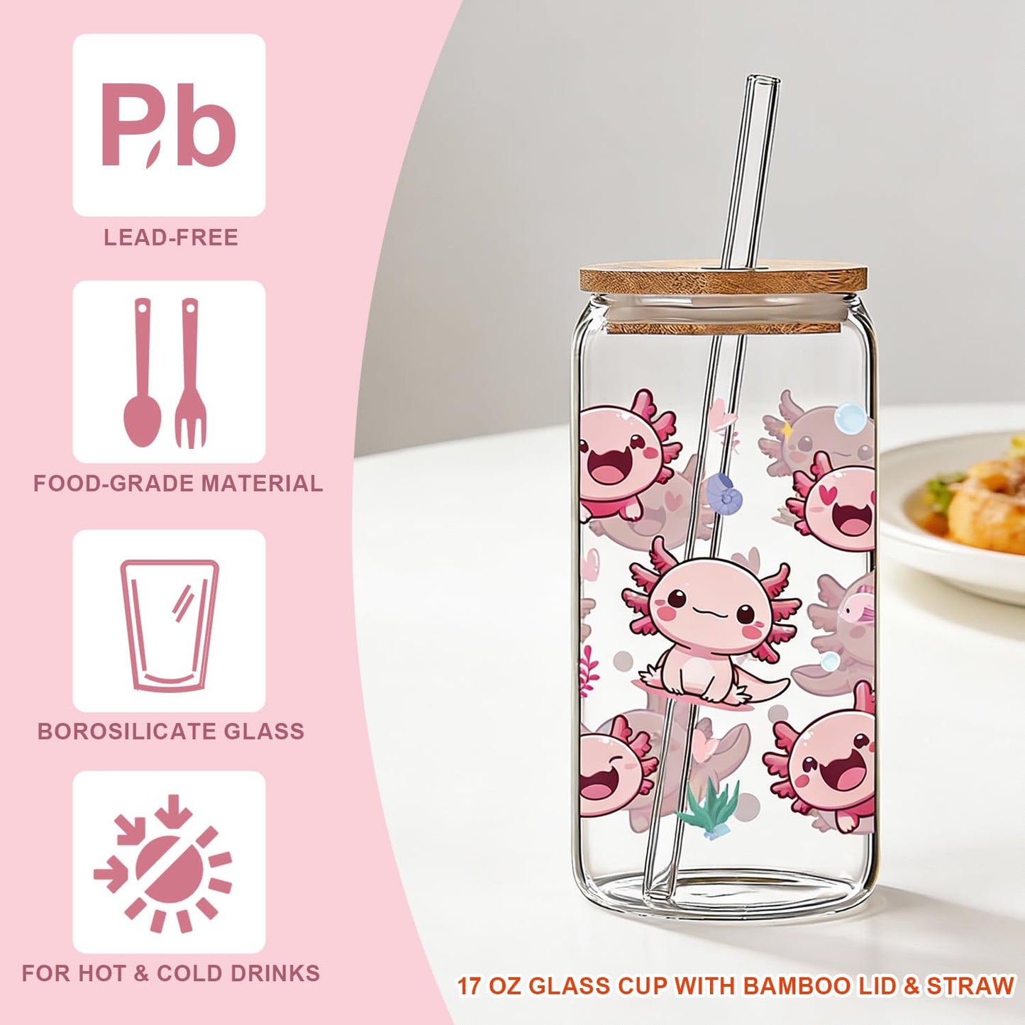 Papiailove 6 PCS Axolotl Gifts Set for Girls, Cute Axolotl Accessories Basket for Teens Daughter Women, Birthday Graduation Gift