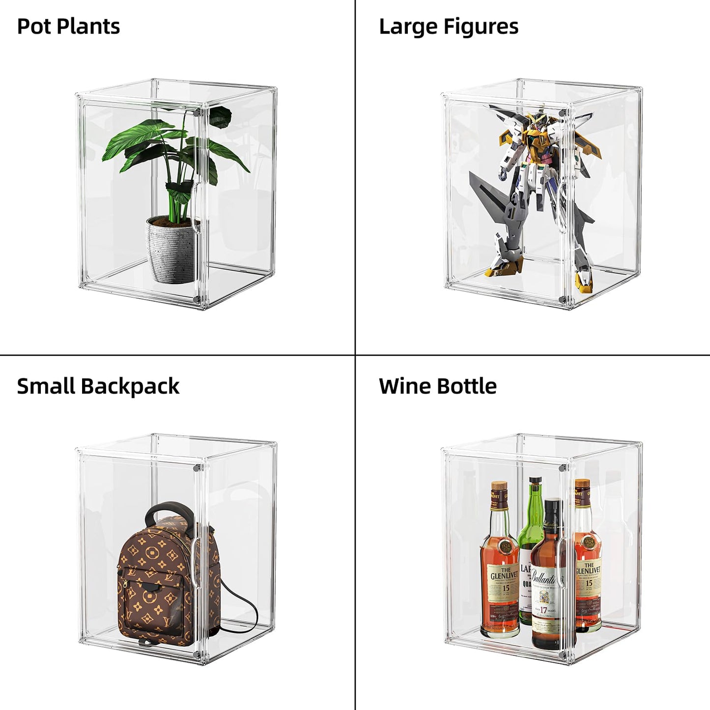HOYOJA Clear Acrylic Display Case, Large Stackable Storage Bins Magnetic Attraction Lids, 1 Pack Acrylic Box Showcase for Collectibles, Figures, Cosmetic, Purse, Handbag, Wallet, 10.7x8.6x14.2 inch