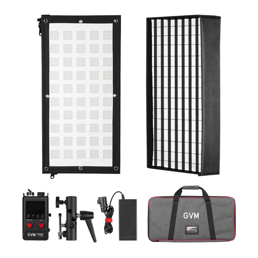 GVM ZipTile Z150B Bi-Color Flexible LED Video Light 2700K~6800K, 15500 lux/m 150W Output Panel Light, 12 Lighting FX with Honeycomb Grid Soft Box, Support App Control for Studio Photography Lighting