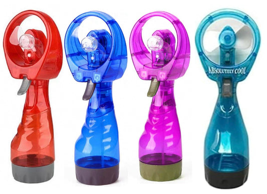 Sapphirem Pack of 4X Handheld Water Mist Spray Bottle Fan Portable Personal Mister for indoor Outdoor Hiking Camping Parades -Random Colors