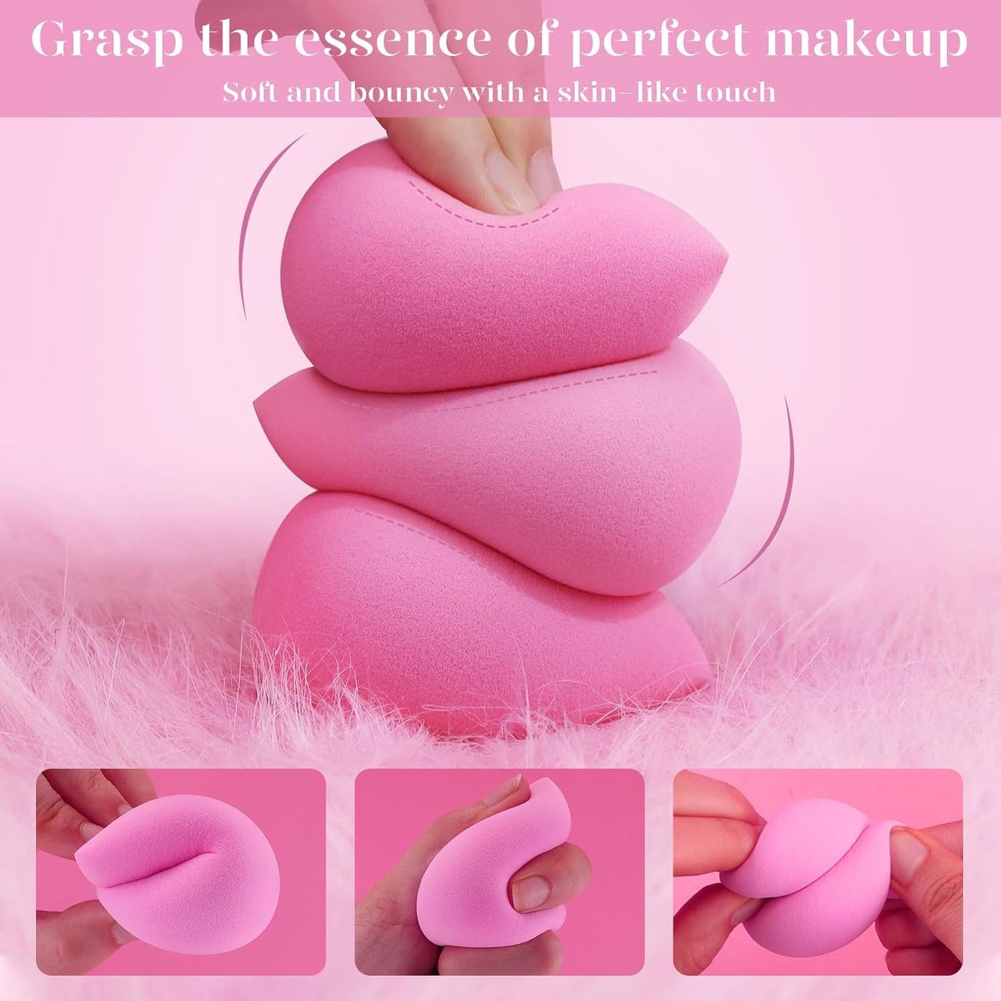 BEAKEY 12pcs Triangle Powder Puffs & Super Soft Makeup Sponge Set of 6
