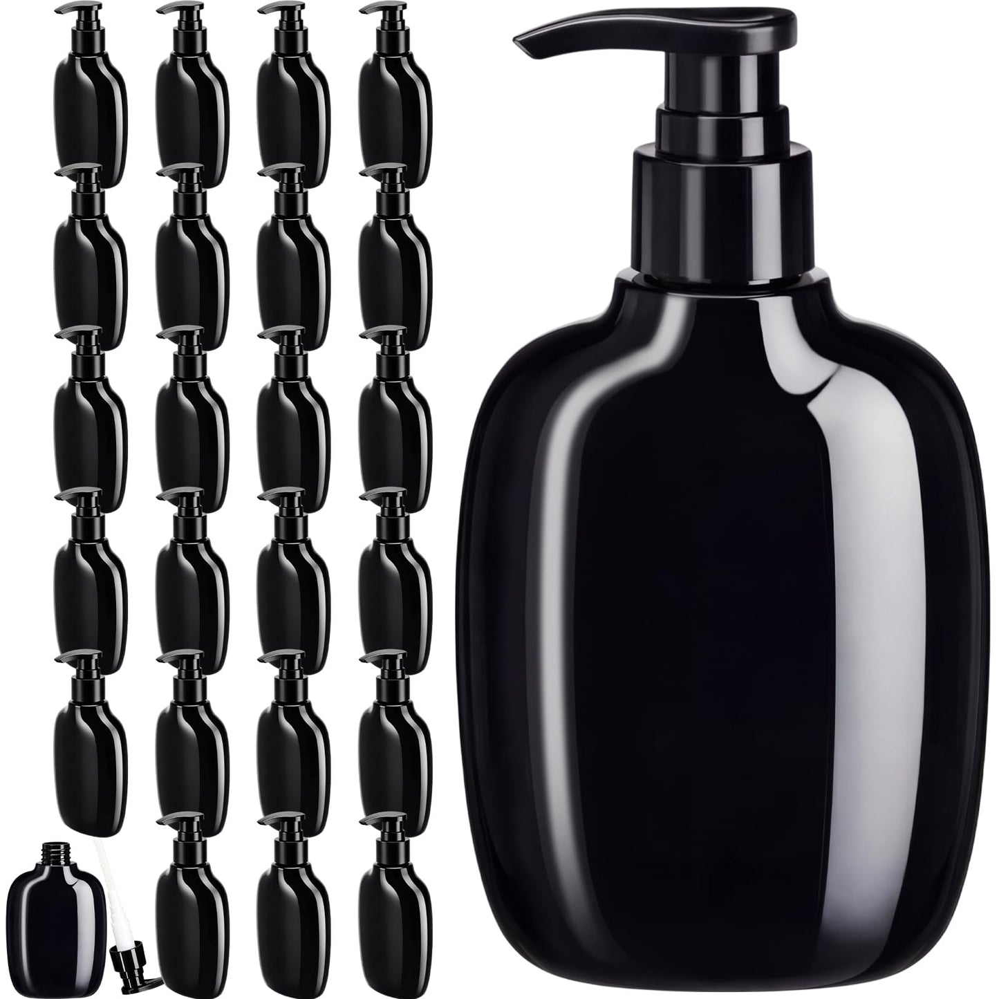 Gandeer 24 Pack Black Plastic Pump Bottles 6.8 Oz/ 200 ml Shampoo Lotion Dispenser Bottles Empty Refillable Hand Soap Liquid Dispenser Container with Press Pump for Travel Bathroom Hotel Kitchen