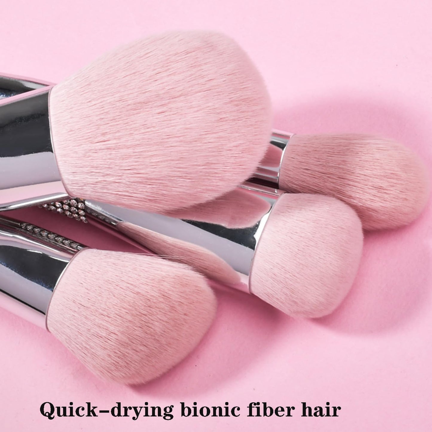 Silver Glitter 11PCS Makeup Brush Set Crystal Cosmetic Make Up Brush Kit with Gift Box, Soft Vegan Synthetic Hair for Foundation, Powder, Eyeshadow, Eyebrow & Lip for Girl
