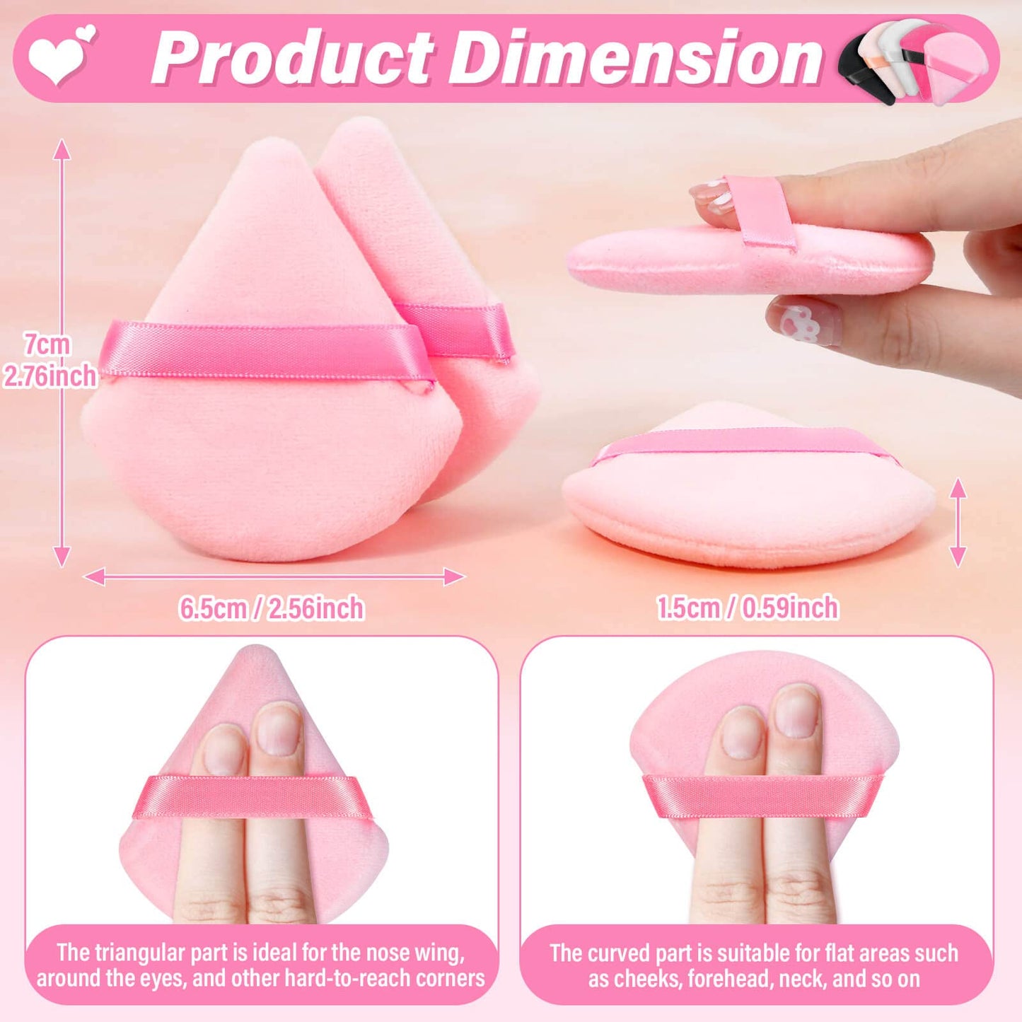 Caffox 60pcs powder puffs for face powder, Triangle Powder Puff for Setting Powder, Makeup Puffs for Loose Powder and Press Powder, Makeup Sponge Powder Applicator for Face and Eye