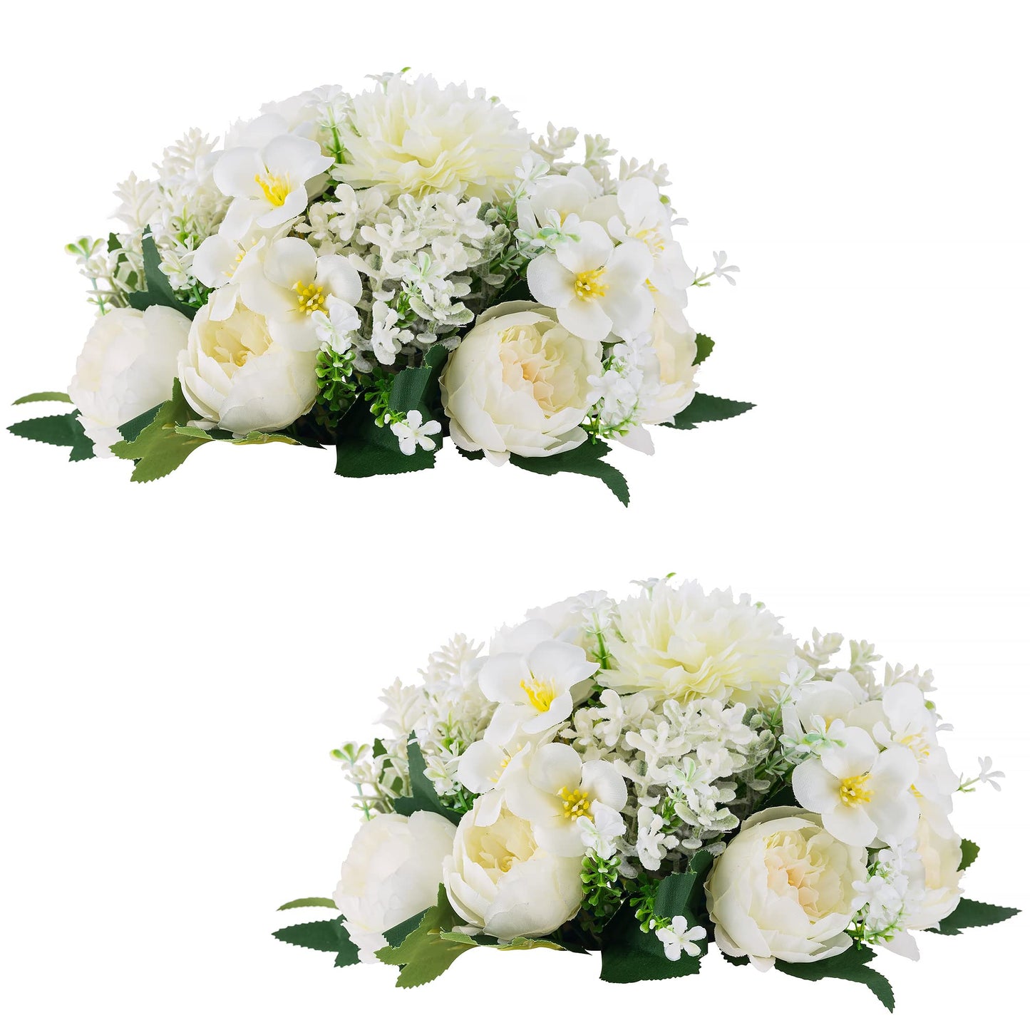 Inweder Black Hexagon Pedestal Stands with White Flower Ball for Party