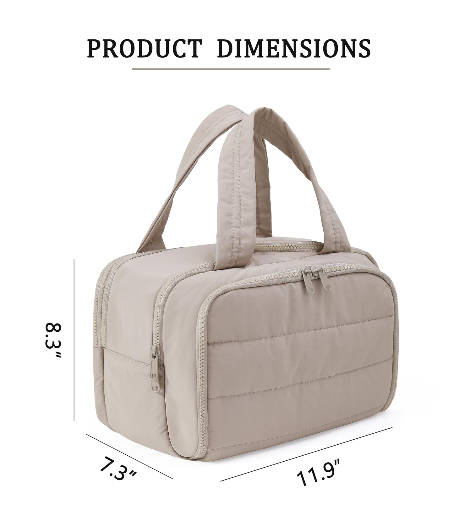 BUZFOWU Travel Toiletry Bag for Women, Large Wide-open Puffy Cosmetic Makeup Bag with Wet-Dry Separation, Multi-Pocket Organizer with Carry Handle for Toiletries, Cosmetics, Essentials, Camel