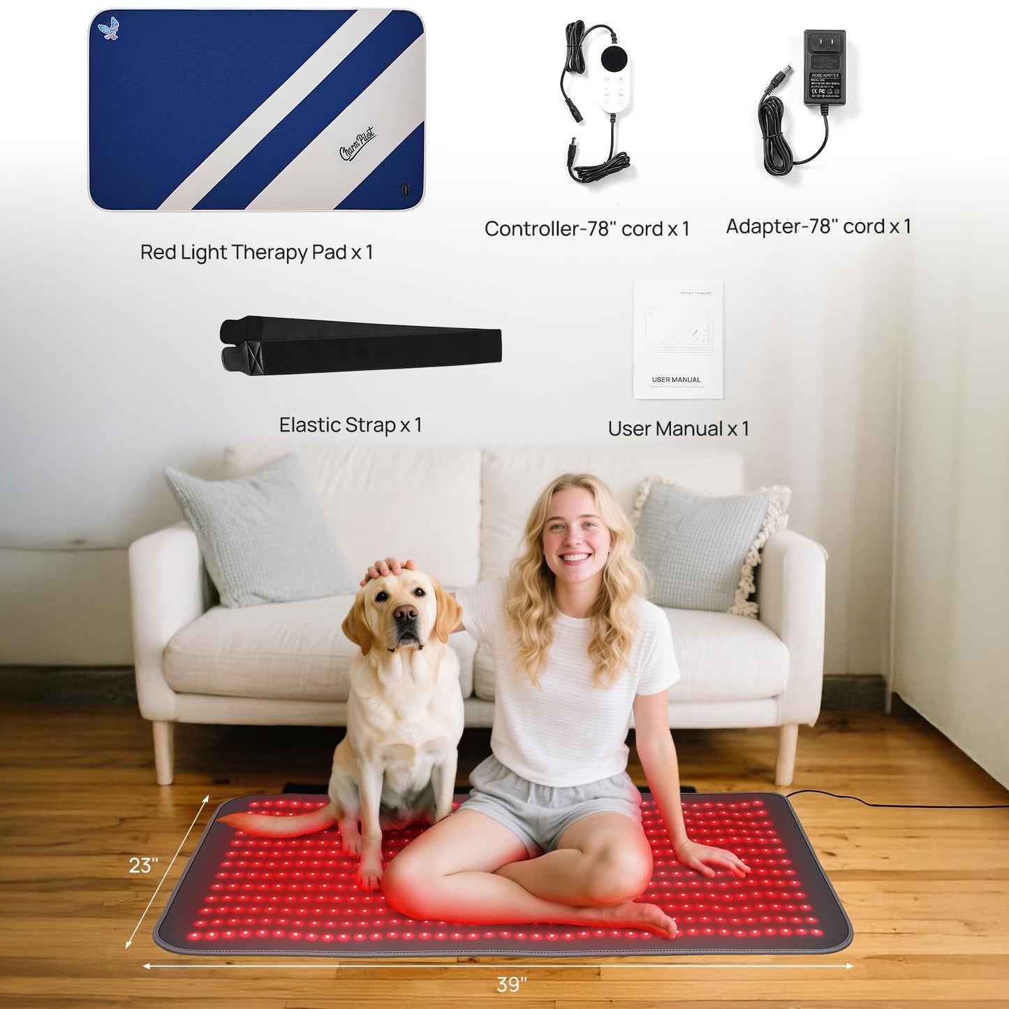 Red Light Therapy Mat for Body, 39" x 23" Large Size Near Infrared Red Light Therapy Pad Full Body, 660nm&850nm(520 LEDs), Adjustable Timer and Power Levels