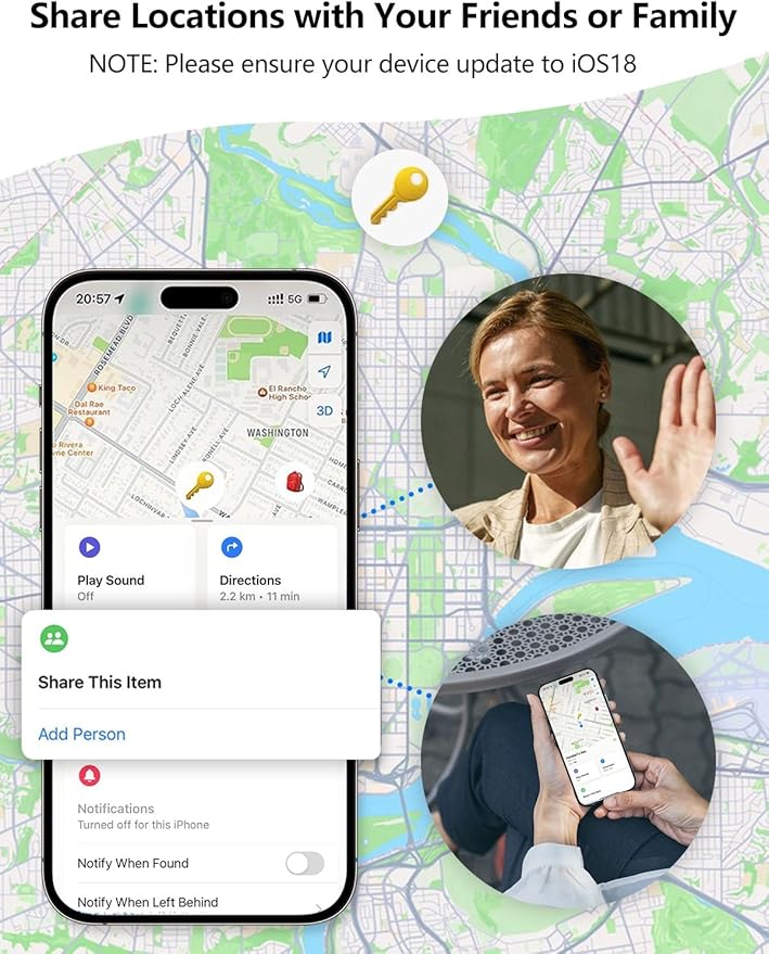 Tracker Tags, Item Finder Work with Apple Find My (iOS Only), Tracking Device Locator Smart Tag for Luggage, Keys, Wallet, Bike, Bags (Multi-Color, 4 Pack)