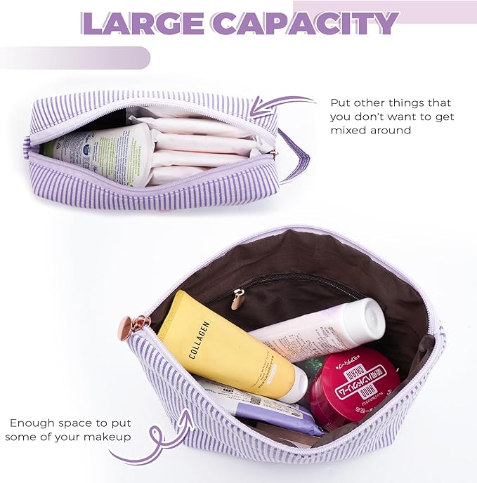 Monogrammed Gifts for Women - Cosmetic Bag for Teen,Initial Cute Makeup Bag Set for Women,Trendy Pouch for Niece Sister Friend Female Her,Birthday Gifts for Daughter - Lavender,H