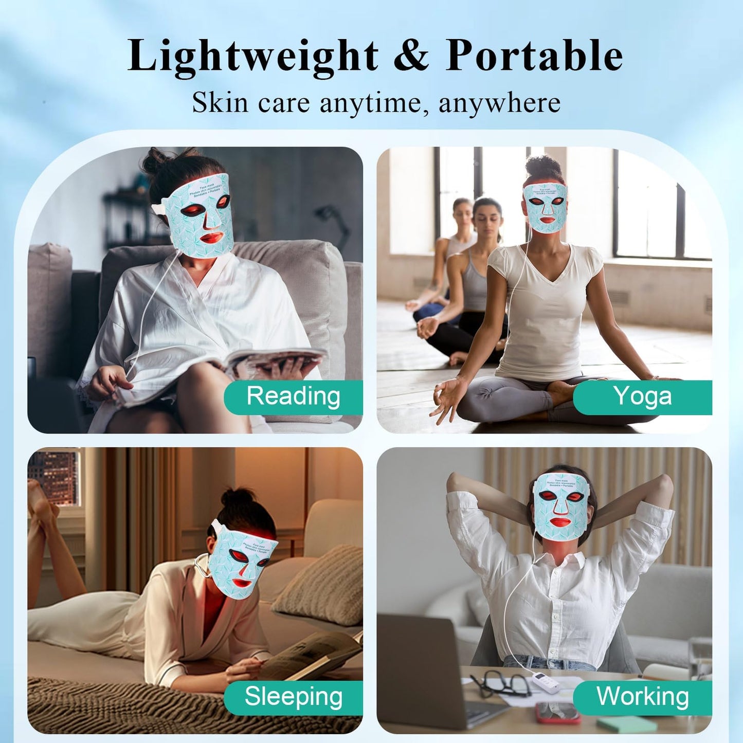 Red Light Therapy for Face, 8 Colors LED Face Mask with 850nm Near Infrared, 3000 mAh Rechargeable Portable Red Light Therapy Mask Skin Care Device for Anti-Aging & Wrinkles, Home & Travel Use