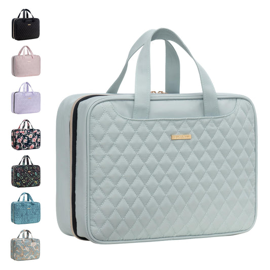 Everfun Travel Toiletry Bag with Hanging Hook and Leakproof Wet/Dry Compartments, Large Capacity Makeup Cosmetic Organizer for Women, 12x9x4.5 Inch, Mint Green