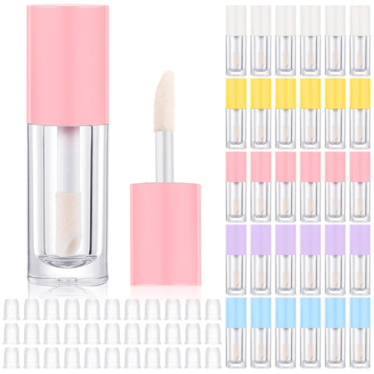 Tatuo 30 Pcs Colorful 6ml Empty Lip Gloss Tubes with Wand Bulk Lip Refillable Gloss Containers Cosmetic Bottles with Rubber Stoppers for Lipstick Eyelash Growth Liquid DIY Makeup Kit