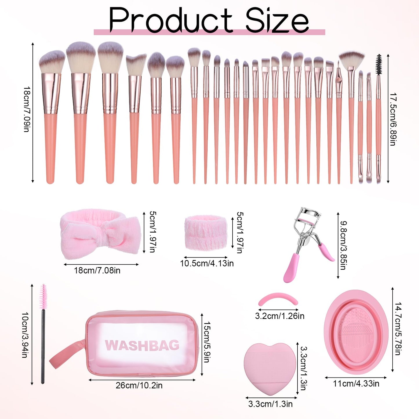 65Pcs Pink Makeup Brushes Set, Facial Make up Accessories Foundation Brush Kit Eye and Face Make up Brushes & Tools Professional Multi-functional Makeup Tool Set with Case