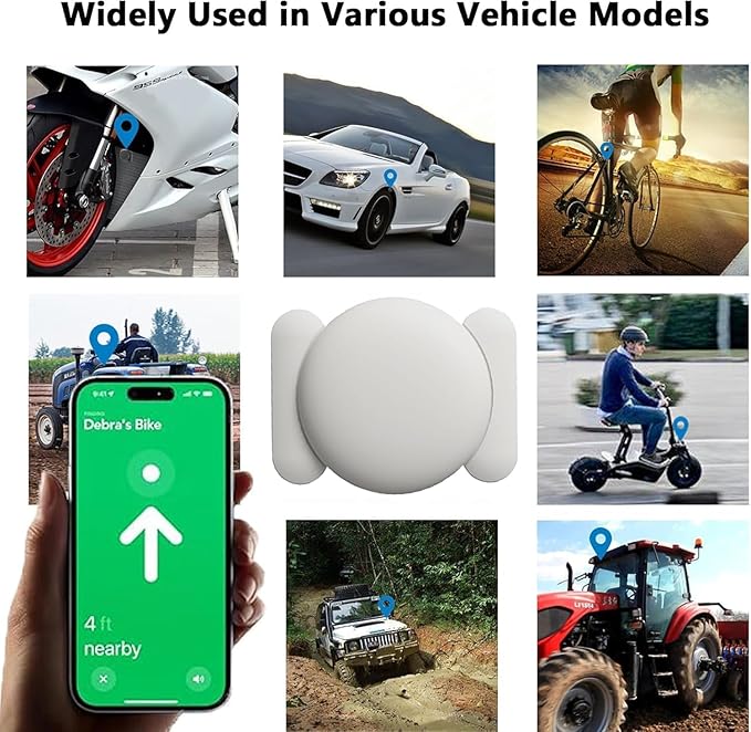 Tracker Device for Vehicles,Mini Hidden Car Tracker with Magnetic Case,No Monthly Fee Tracker,Car Locator Work with Apple Find My(iOS Only) (1PCS White Tracker, White Magnetic Case)