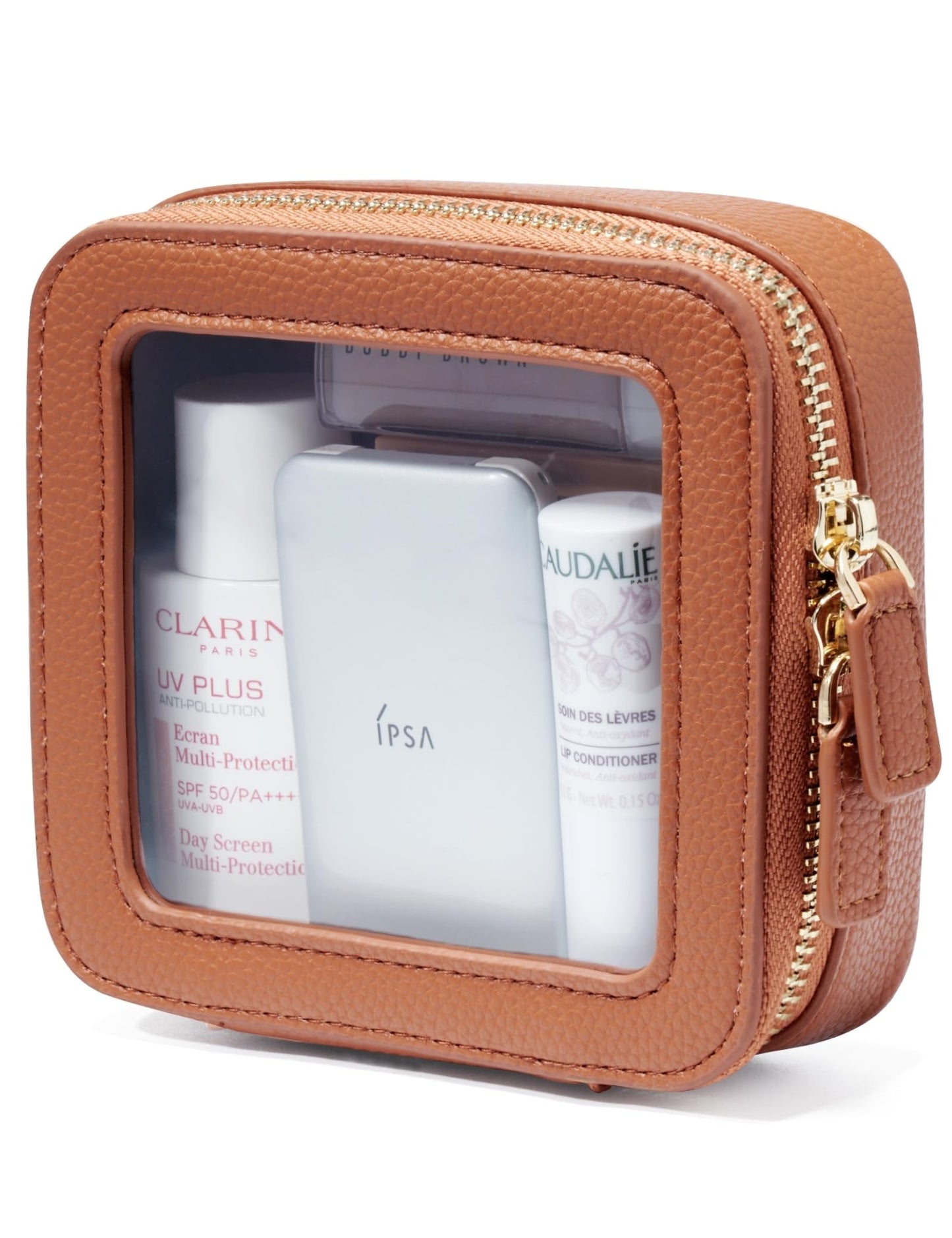 Popvibe Clear Makeup Bag Toiletry Case Travel Transparent Cosmetic Bag with Zipper, Portable Make Up Organizer Traveling Compact Car Bag for Essentials