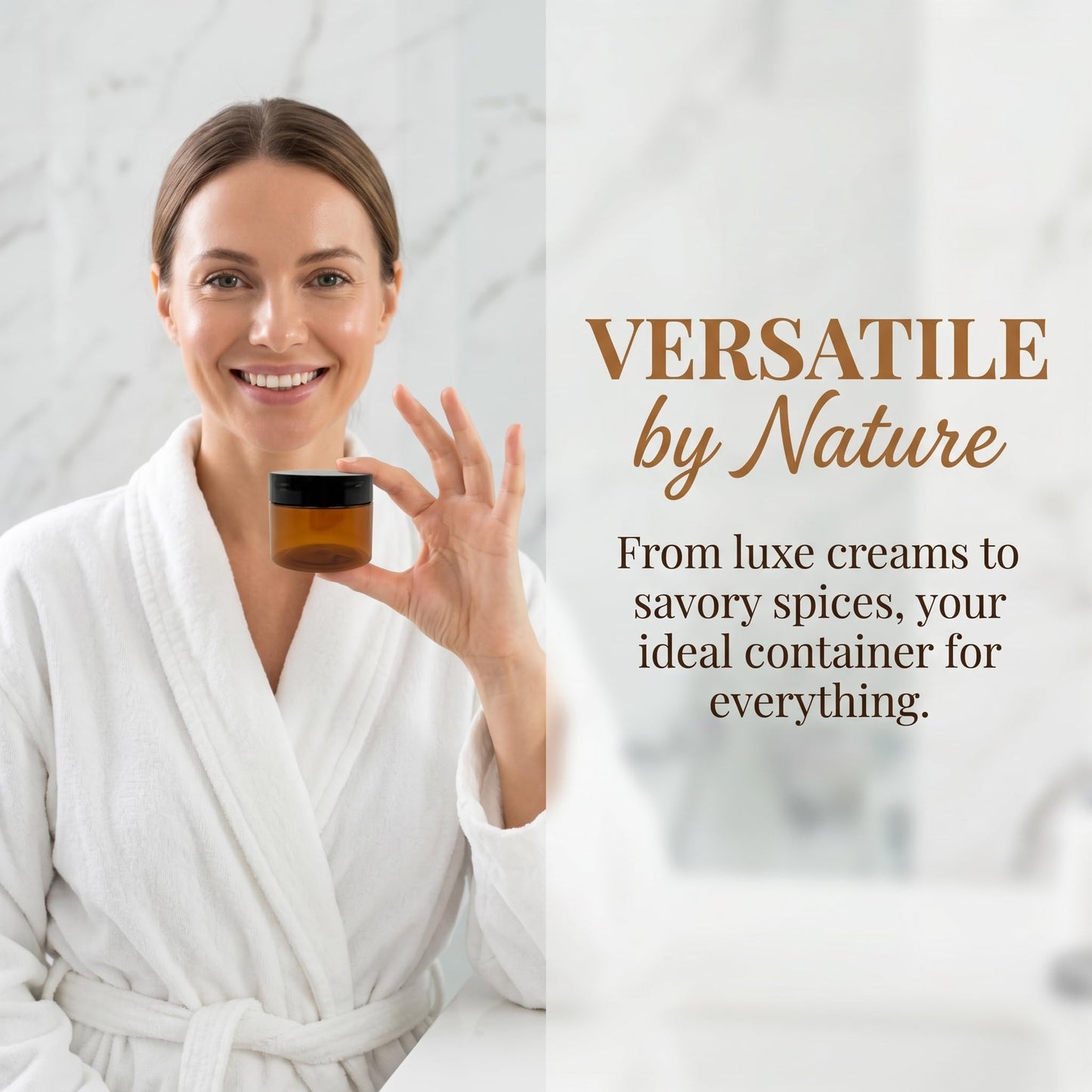 60 Pcs 1.7 oz Amber Plastic Cosmetic Jars with Lids, Leak-Proof Airtight Refillable Containers for Cream, Lotion, Powder, Ointment, Beauty Products, Travel Storage