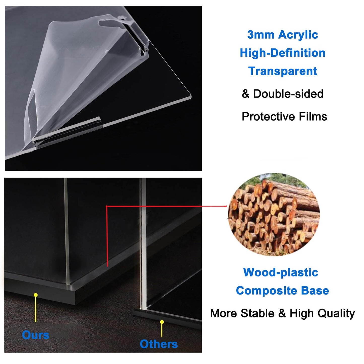 3MM Clear Acrylic Display Case Transparent for Lego 43020 FIFA World Cup Trophy for 11373 Sauron's Helmet for 75398 C-3PO 21349 21376 Cat 10323 10358 77072 43230 76463 76467 Black 9.8x9.8x15.7in