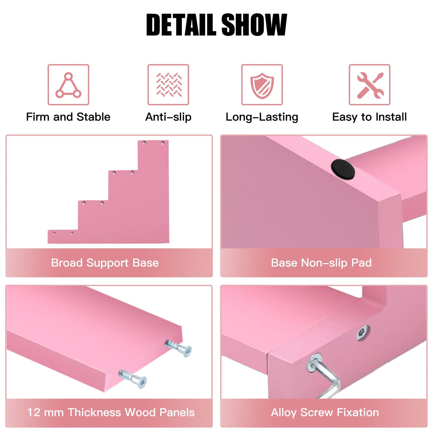 Turesmith Wooden Perfume Stand for Women 4 Tier Pink Perfume Organizer Stand Perfume Display Shelf & Holder for Women’s Dresser & Vanity Desktop Rack for Fragrance Figures Dessert Cupcakes Decoration