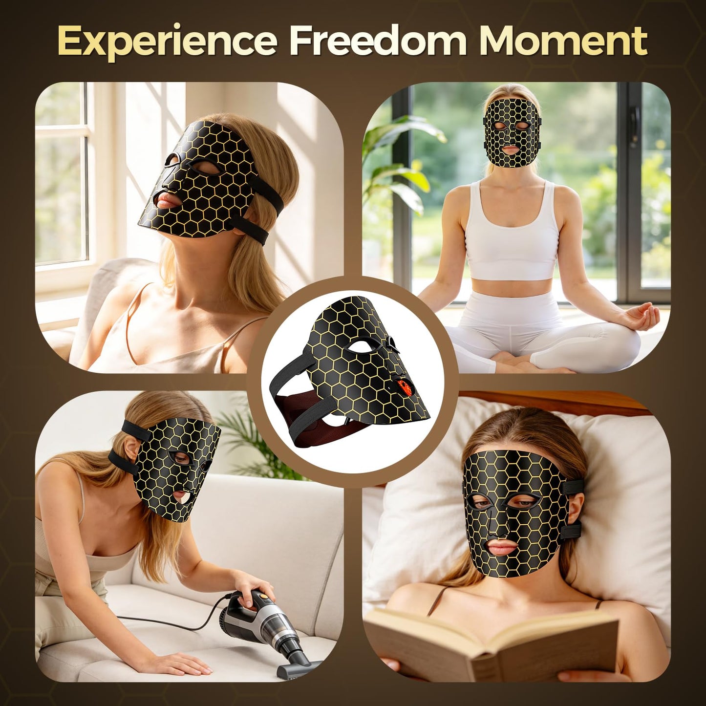Red Light Therapy Mask for Face, Near Infrared 850nm, Anti-Aging Wrinkle Reduction & Acne Treatment, At-Home Skin Rejuvenation Beauty Device for Women & Men