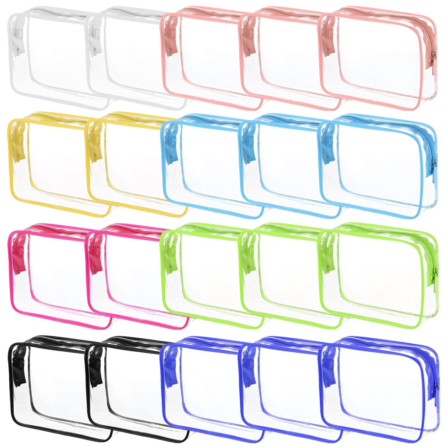 20 Packs Clear Cosmetics Bags for Women Men Waterproof Toiletry Bags PVC Makeup Bags Organizer Case with Zipper for Travel Bathroom (20PCS -8Colors)