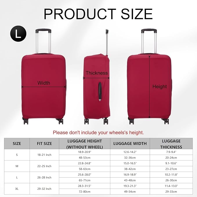 uxcell Travel Luggage Cover, Washable Suitcase Covers for Luggage Anti-scratch Suitcase Protector Elastic Baggage Protective, Fits 26-28 Inch Suit Case, Wine Red