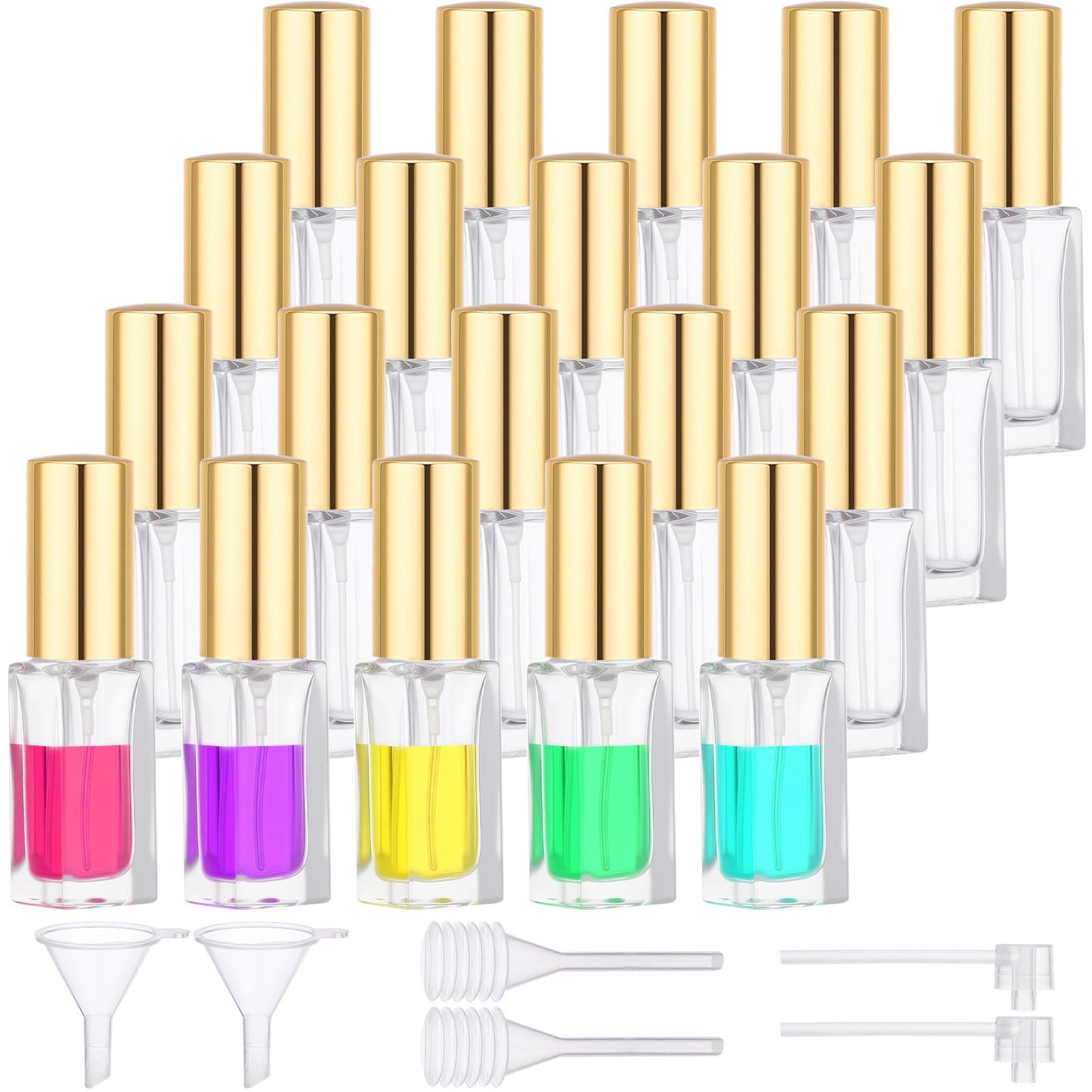 Segbeauty 20pcs 0.17oz Mini Spray Bottle Empty, Perfume Travel Refillable Glass Spray Bottles, 5ml Bulk Perfume Atomizer with Dispensing Refill Kit, Small Travel Cologne Sprayer Bottle Portable