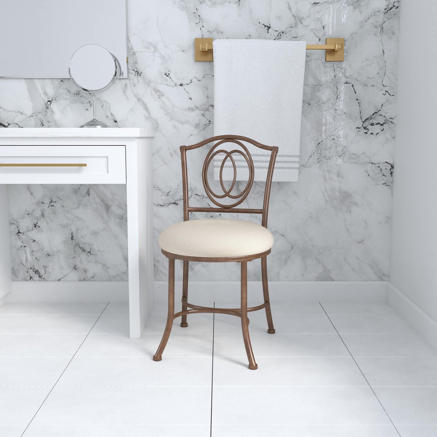 Hillsdale Emerson Metal Vanity Stool, Golden Bronze