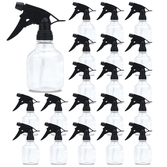 Merkaunis 20 PCS 8 oz Spray Bottle Clear Plastic Spray Bottles with Adjustable Nozzle Empty Plastic Spray Bottle Bulk Water Spray Bottles for Kitchen,Beauty, Hair and Cleaning