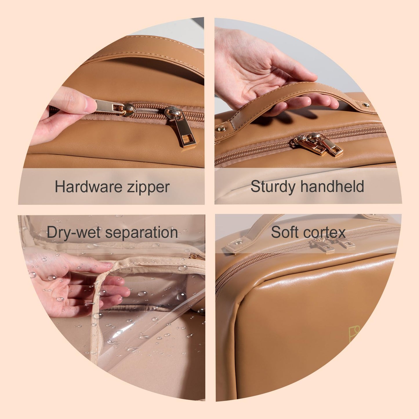 BS-MALL XL Makeup Case Premium Makeup Bag with Soft Leather, Waterproof and Durable for Long-Term Use