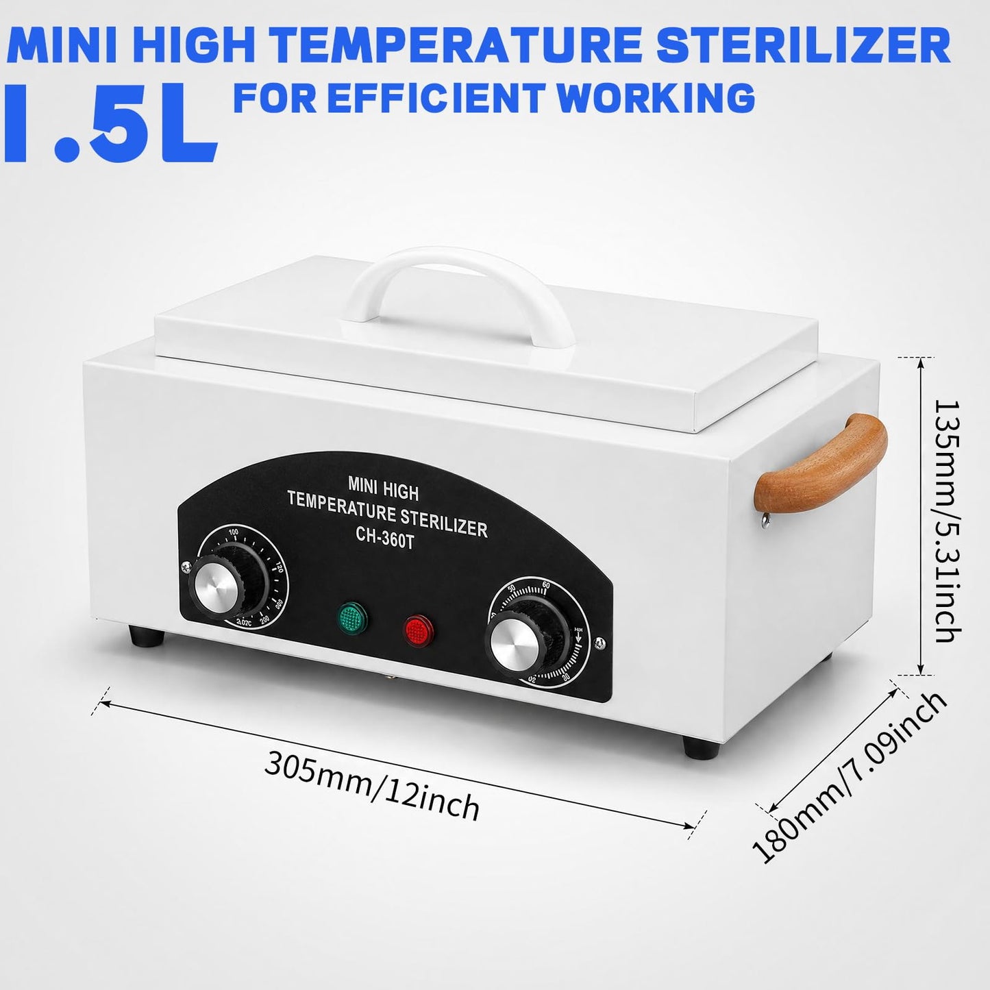 High Temperature Sterilizer Autoclave Machine, 110V 300W 1.5L Metal Tool Cleaner Machine, esterilizador de manicura, Nail Tool Sterilizer with Timer for Sundry Beauty Hair Nail Metal Tools