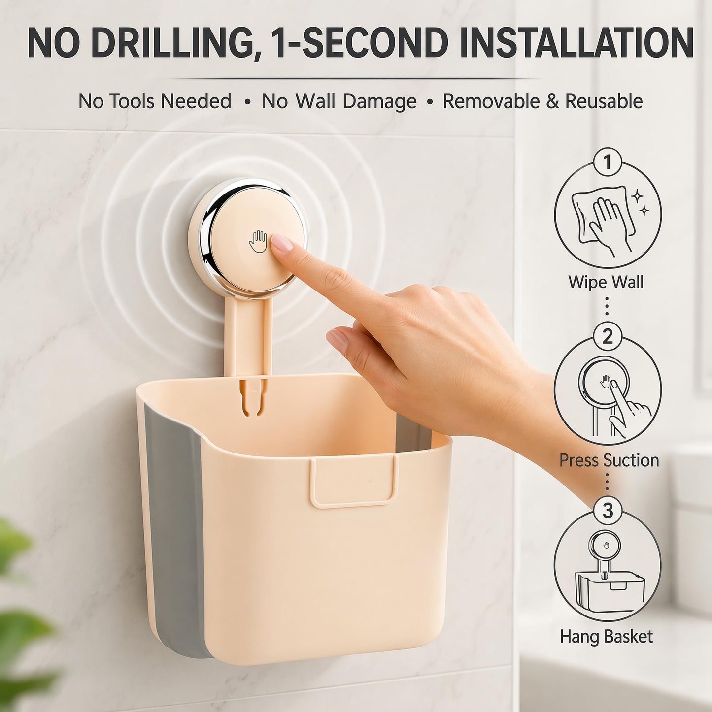 KLAVISPURE No-Drilling Wall Mount Cotton Pad Holder Dispenser and Organizer Fits Cotton Rounds Pads and Disposable Face Towels Bathroom Vanity Makeup Storage Decor