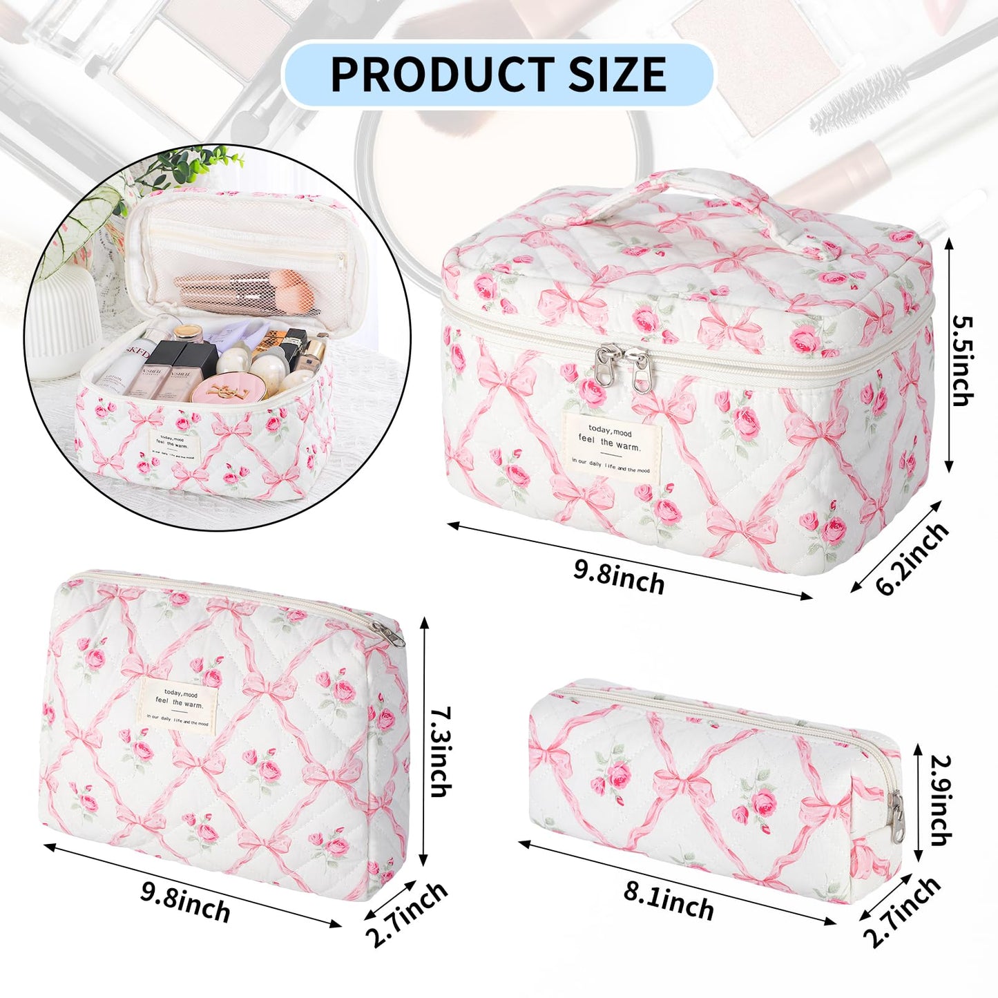 Senbowe Makeup Brush Cleaner and Large Cotton Floral Makeup Bag