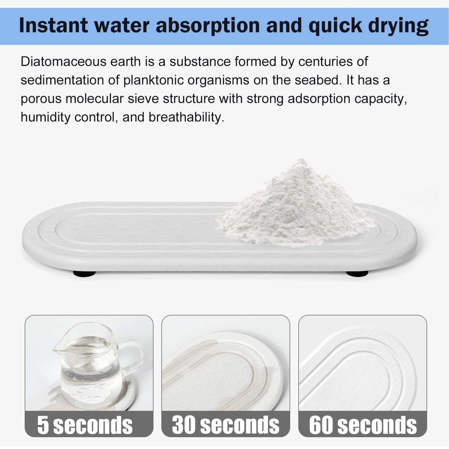 2PCS Water Absorbing Stone Tray, Fast Drying Diatomite Stone Sink Tray, Water Absorbent Diatomite Coasters, Stones Soap Trays for Kitchen Sink, Bathroom Counter Hand Soap Dish & Holders