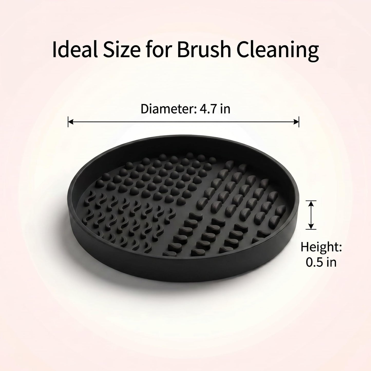 Large Makeup Brush Cleaner Bowl 4.7 Inch with Multi Texture Cleaning Zones for Cosmetic Brushes and Beauty Sponges, Black