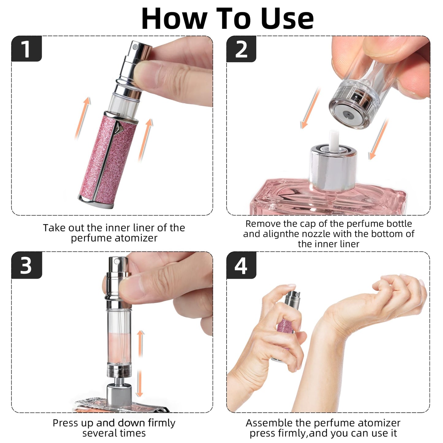 muilsae AB00GR 5ml Leather Perfume Atomiser Refillable, Bottom Fill Perfume Bottle, Portable and Leak-proof Suitable for Women and Men (AB00GR 5ml)