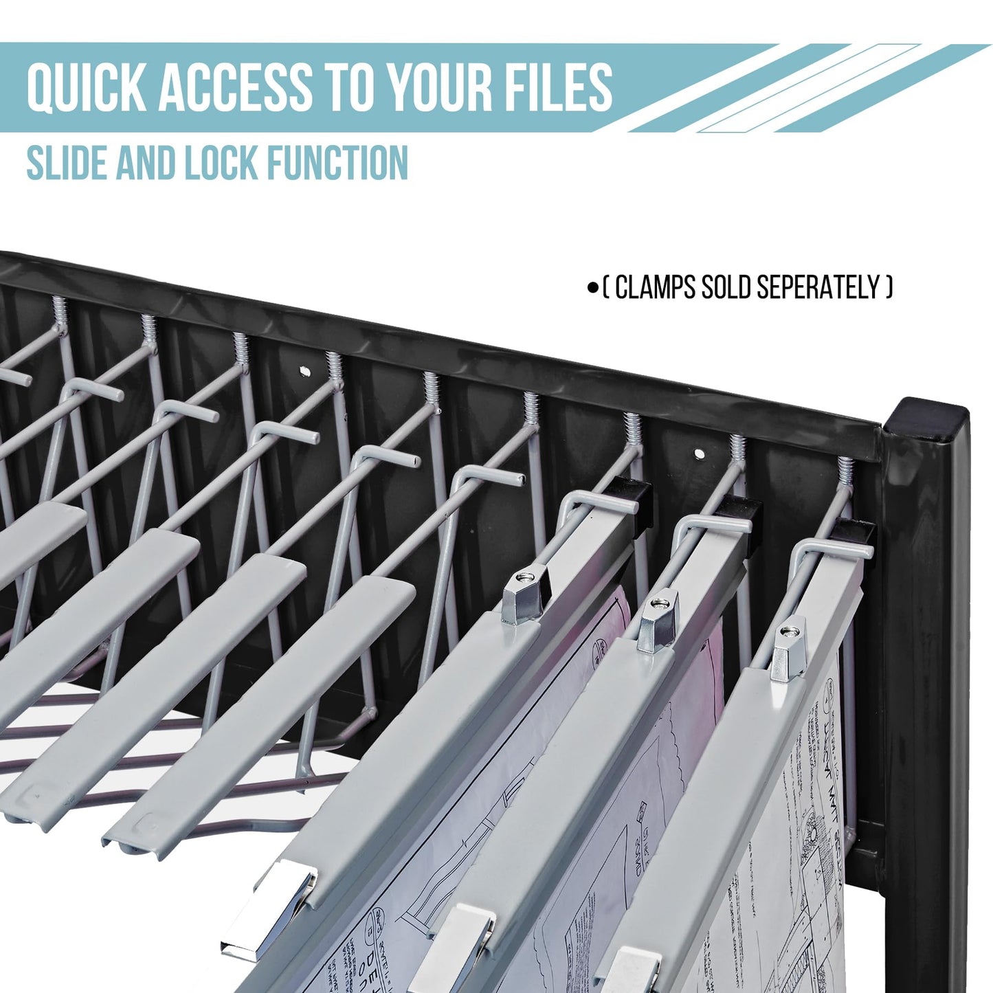 Adir Mobile Blueprint Holder – Construction Plan Rack, Map Organizer, Blueprint Rack, and Poster Display Rack for Jobsite and Office (Without Blueprint Clamps)