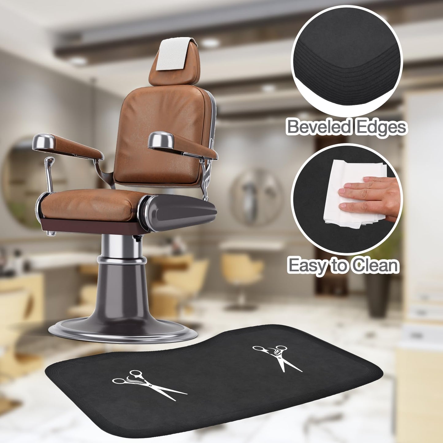 Amcomfy Anti Fatigue Salon Mat for Hair Stylist Anti-Slip Antique Series Salon & Barber Shop Chair Floor Mat (17''x32'' x 5/8'',Scissors)