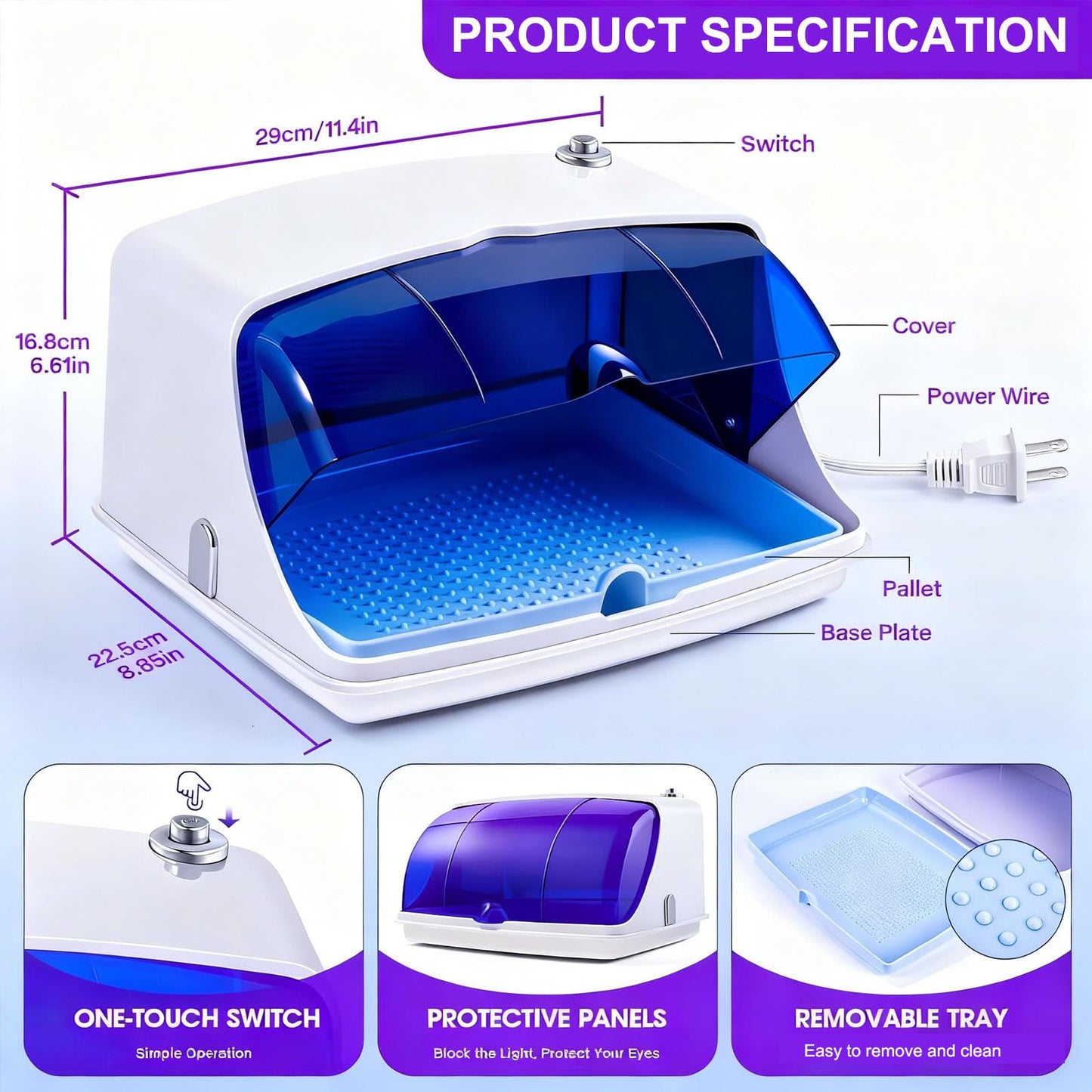 ALLGLAM Large Capacity Nail Art Tool Sterilizer Box for Salon & Home Use - Professional Sterilizer Organizer for Manicure, Esthetician, Tattoo & Dental Accessories
